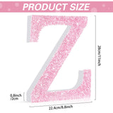 Qunclay Pink Crystal Diamond Letter Wall Decor, Glitter Wooden Bling