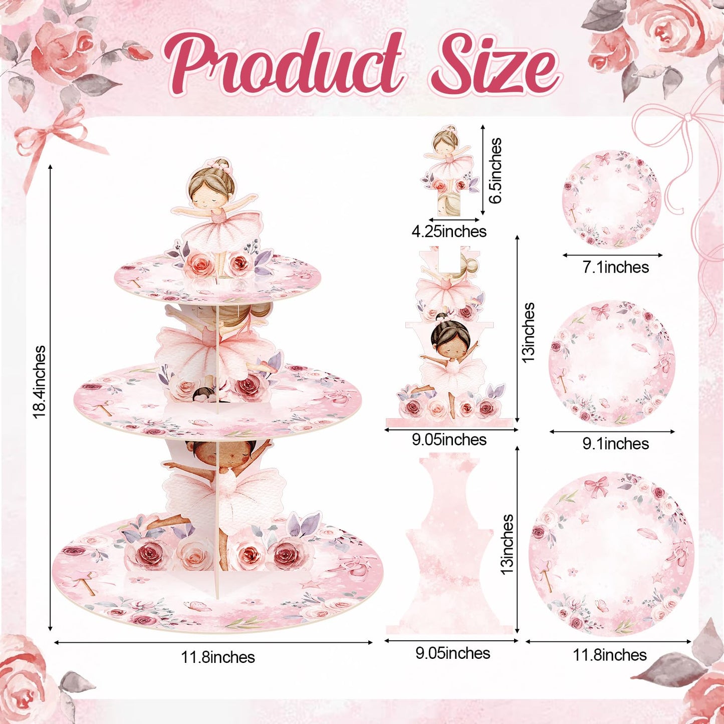 Widecook 3 Tier Ballerina Party Decoration Ballerina Cupcake Stand