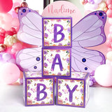 Baby Boxes with Letters and Butterfly Balloons for Gender Reveal