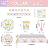 Unicorn Birthday Decorations for Girls Rainbow Pastel Theme with
