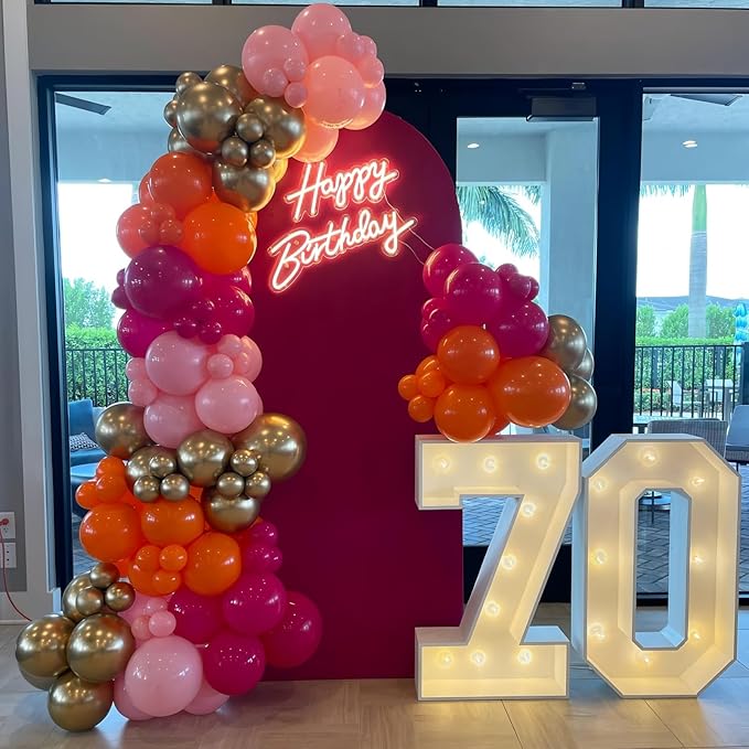 Hot Pink and Orange Gold Balloons 12inch 60pcs Light Pink Metallic
