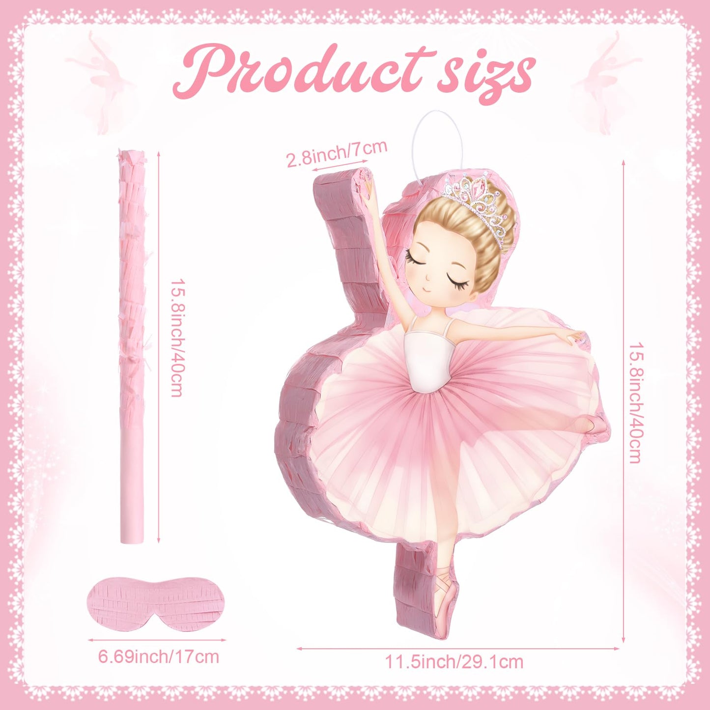 Threan Princess Piñata Fairy Party Decorations Pink Ballet Piñata