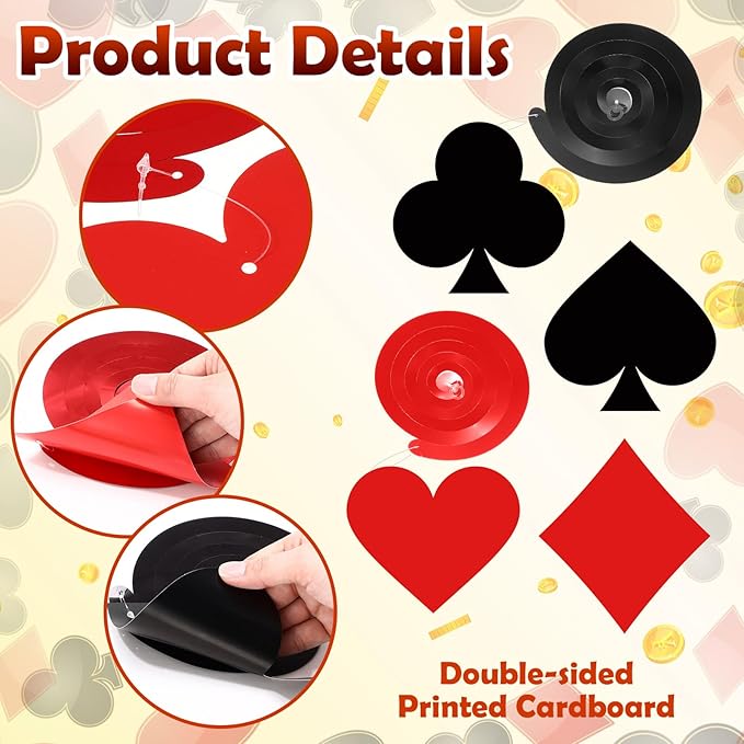 52 Pcs Casino Party Decoration Poker Theme Hanging Swirl Ceiling