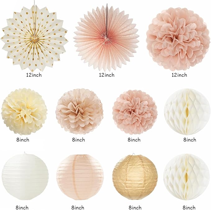Champagne Gold Fall Boho Baby Shower Party Decorations 21pcs Girls