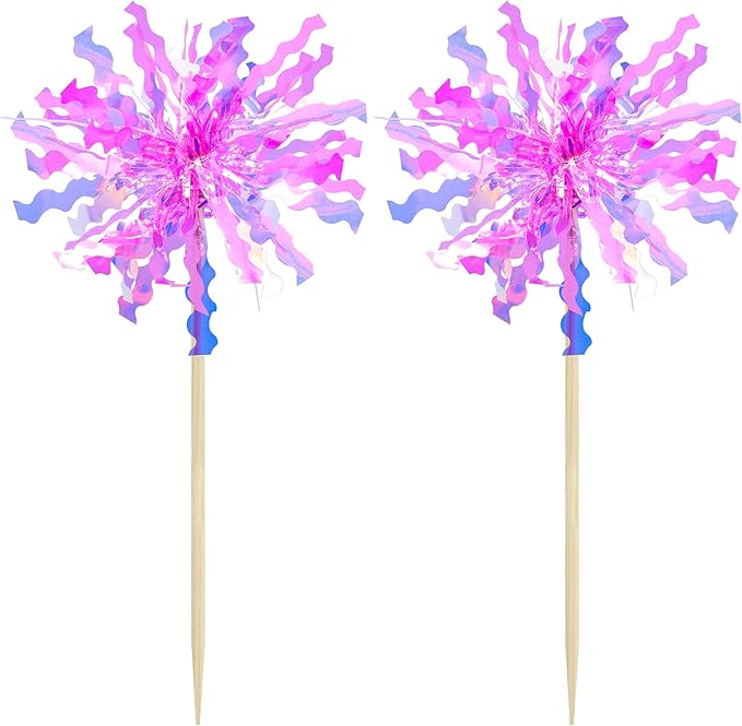 Gyufise 20Pcs Foil Firework Cupcake Toppers Happy Birthday Cake #4