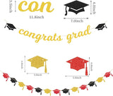 Red-Black Gold Party-Decorations Graduation Banner-Streamers - 18pcs