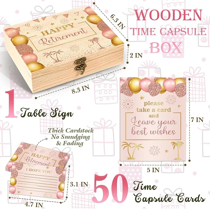 Pink Gold Retirement Card Happy Wishes Card Box Happy Retirement