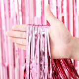 Voircoloria 3 Pack 3.3 x 8.2 ft Light Pink Foil Fringe Backdrop
