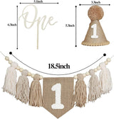 1st Birthday Decorations Boys High Chair Banner With One Cake Topper