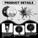 6Pcs Black Silver Foil Balloons,22Inch Black Silver 4D Round Ball