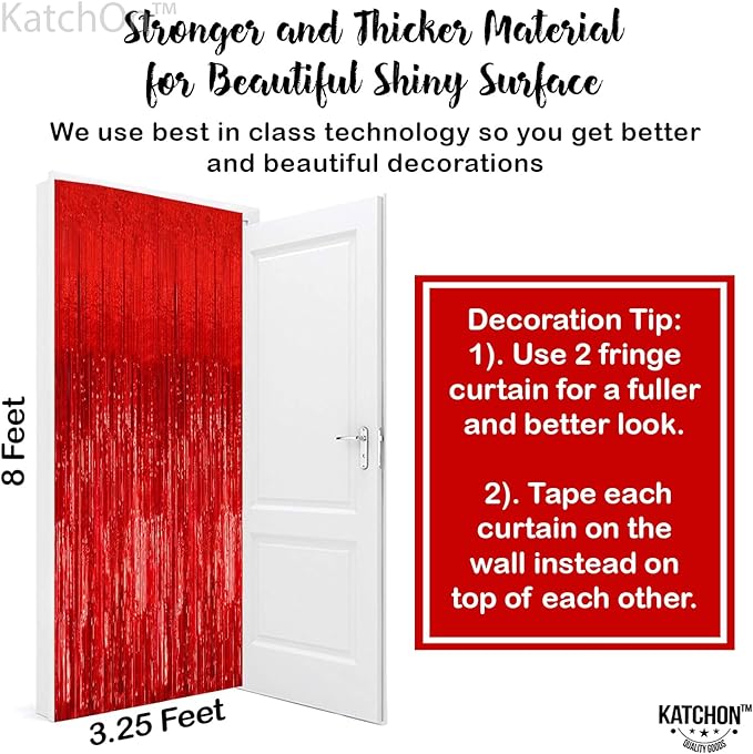 KatchOn, XtraLarge Red Streamers Backdrop - 3.2x8 Feet, Pack of 2 |