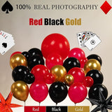 Casino Balloons Garland Arch Kit 124PCS red black and gold balloons