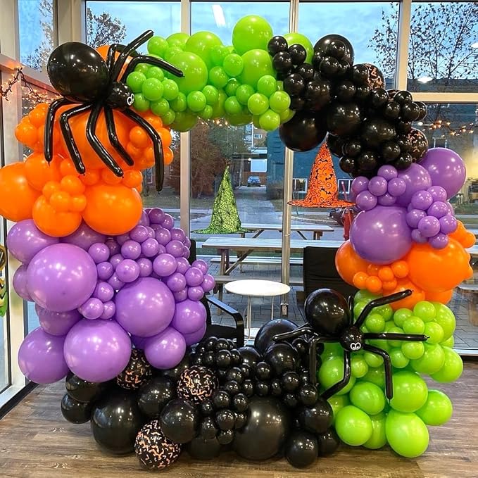 Halloween Balloon Arch Garland Kit Purple and Black Balloons with 3D
