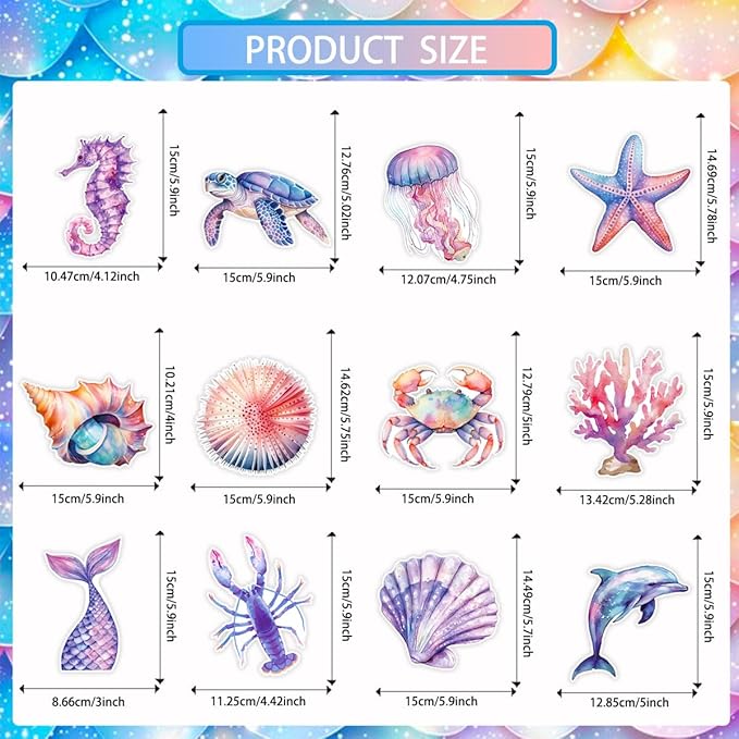 Mermaid Party Decorations TONGQI 12 Pcs Ocean Theme Table Decoration