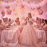 Pink Princess Party Supplies 8.2ft Happy Birthday Banner Signs Pink
