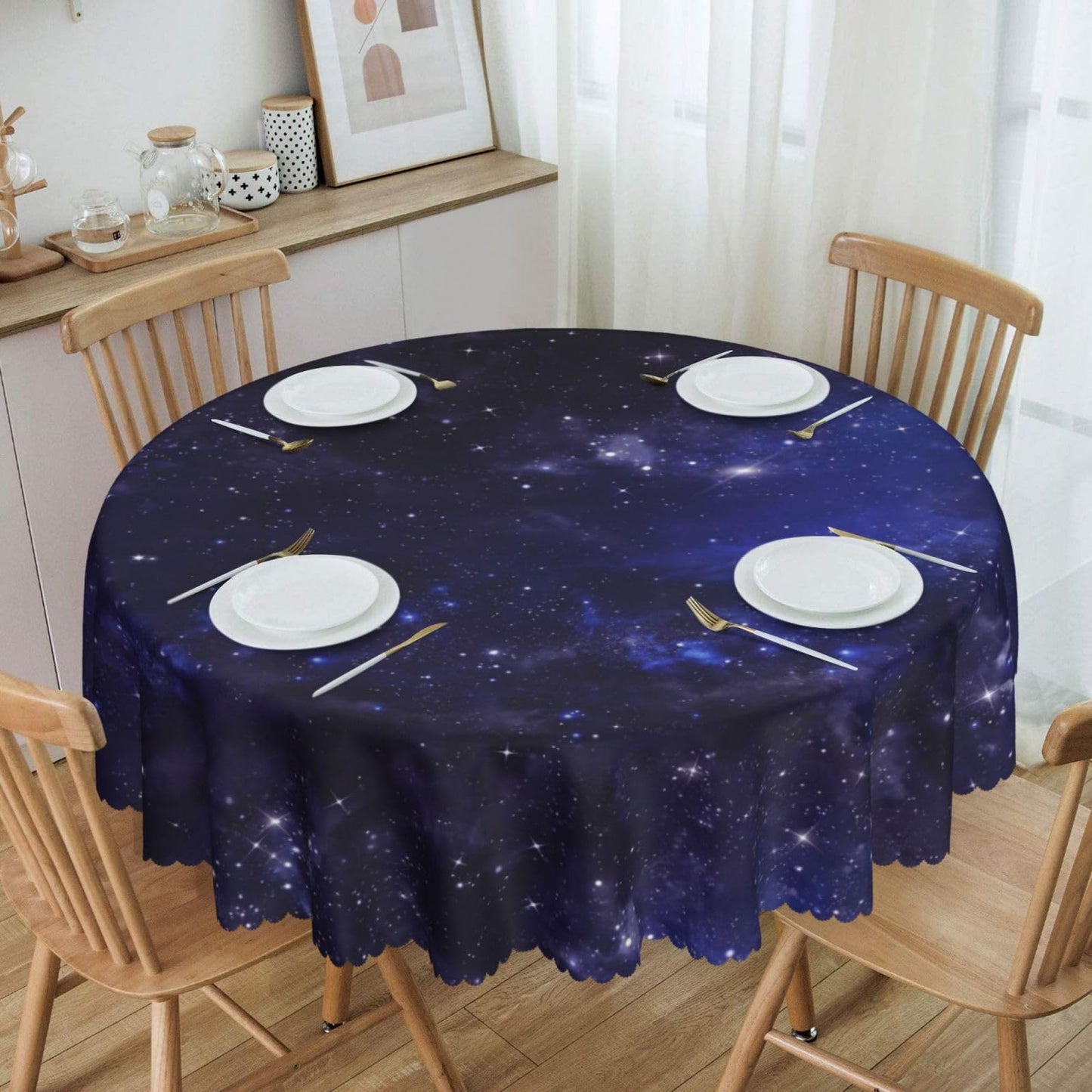 Galaxy Universe Round Tablecloth 60 Inch Starry Night Sky