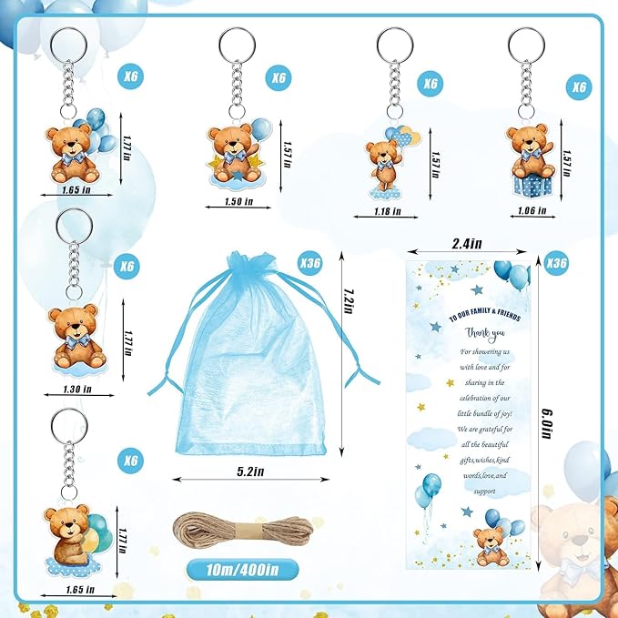 145 Pieces Baby Shower Favors for Guest Blue Teddy Bear Ballpoint