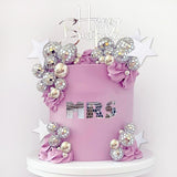 40Pcs Disco Ball Cake Toppers Silver Balls Cake Decorations with