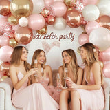 Rose Gold Pink Balloon Arch Kit, Double Stuffed Pearl White Rose Gold