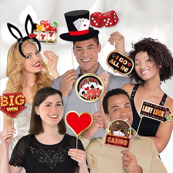 Casino Theme Party Decorations Tumwisk 30PCS Las Vegas Photo Booth