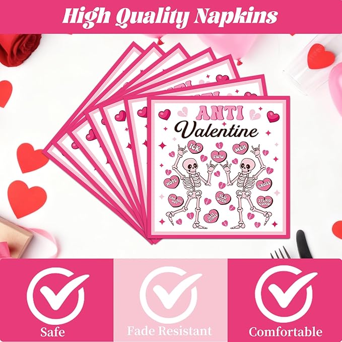 Valentines Day Plates and Napkins Party Decorations 96PCS Anti