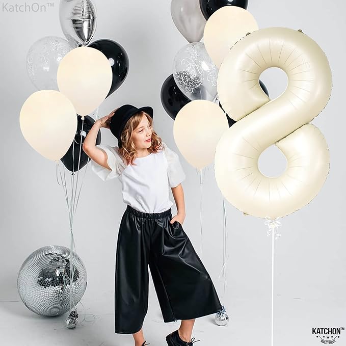 KatchOn, Giant Cream White Number 8 Balloon - 40 Inch | 8th Birthday