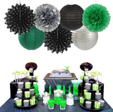 Black Green Silver Football Party Decorations 20pcs Soccer Theme