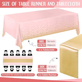 Breling 8 Pack Pink and Gold Disposable Plastic Tablecloths and Satin