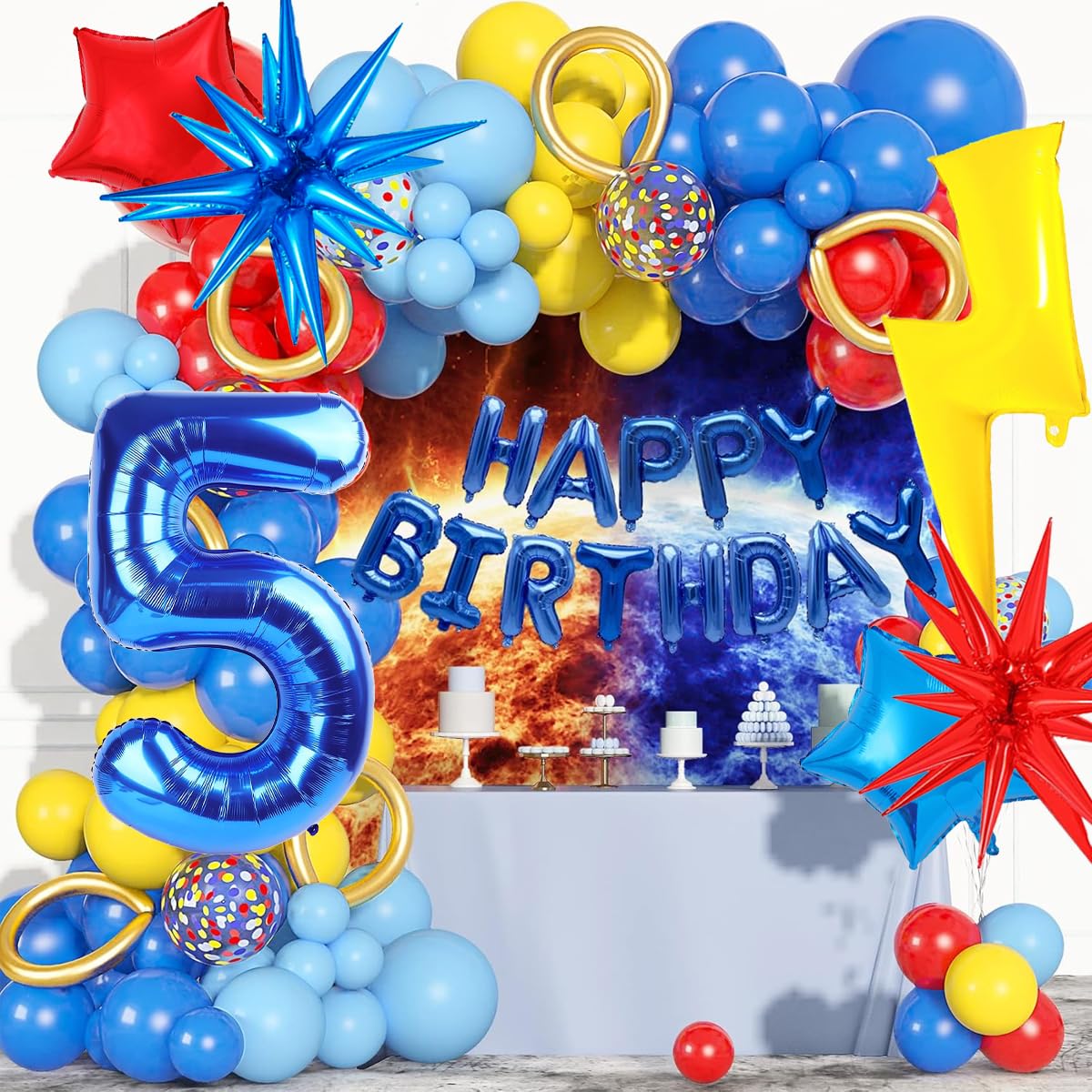 Cartoon Hedgehog Birthday Decorations, Blue 5 Balloon Number 40 inch