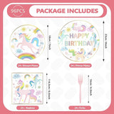 96Pcs Magical Pastel Unicorn Birthday Party Decorations 350 GSM
