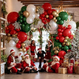 Christmas Balloons Garland Arch Kit Double Stuffed Dark Green Red