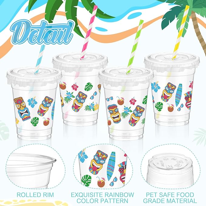 Hawaiian Party Decorations Cups 12 oz Luau Party Decorations Plastic