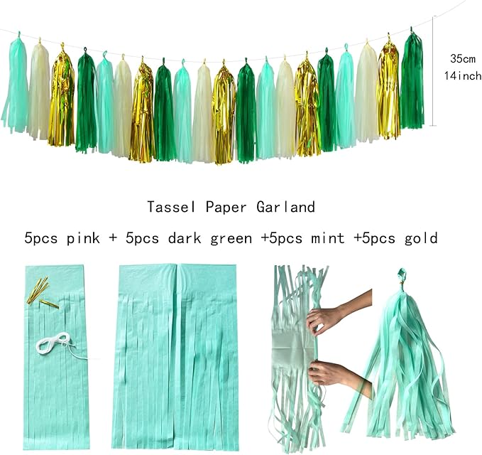 Sage-Green Beige-Gold Baby Bridal-Shower Decorations - 30pcs Rustic
