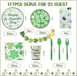 St Patrick's Day Disposable Tableware for 25 Guests Irish Themed