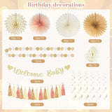 Champagne Gold Boho Baby Shower Party Decorations with Welcome Baby