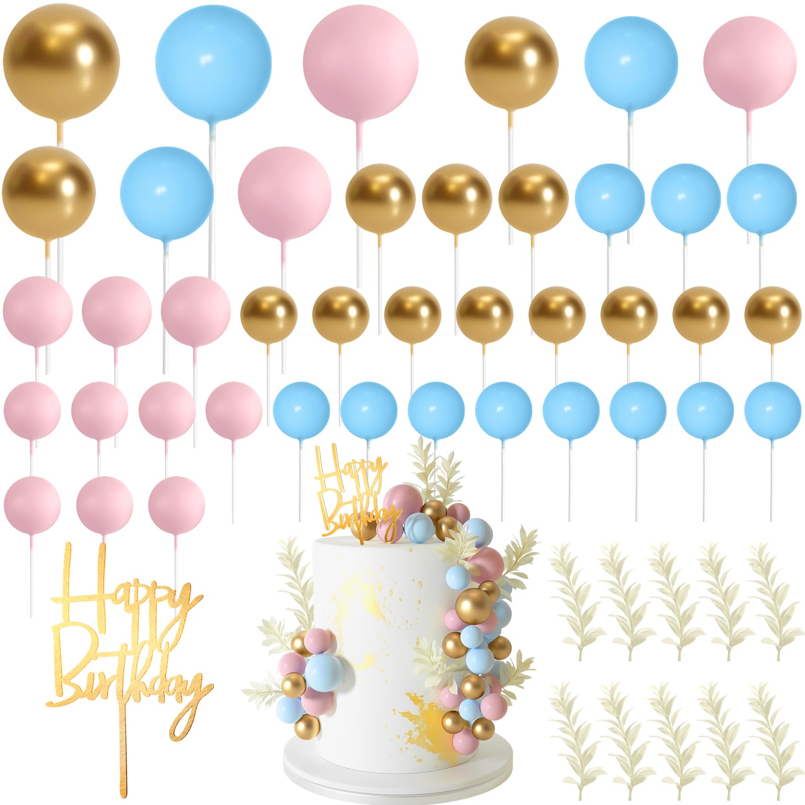 MIAHART Ball Cake Toppers Boho Grass Cake Topper Ball Cake Insert