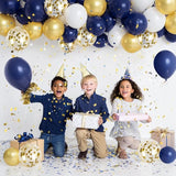 Zesliwy Navy Blue Gold Confetti Balloons Set,50pcs 12inch Royal Dark
