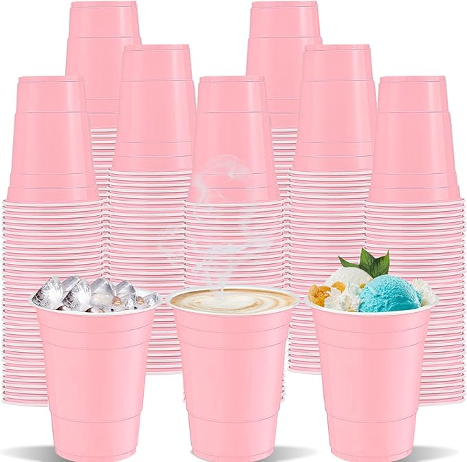 120 pcs 12 oz pink plastic cups Valentines Day plastic cups pink