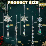 Christmas Tree Decorations Crystal Ornaments - 18pcs Iridescent