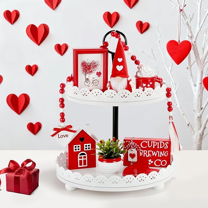 Valentine's Day Decorations 8 PCS Tiered Tray Decor Set Cute