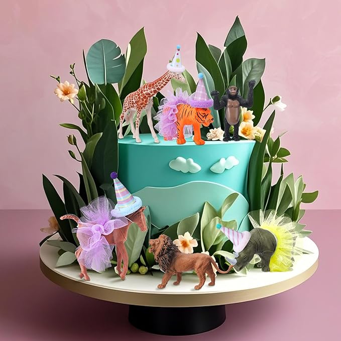 27 Pcs Jungle Animal Cake Topper Animals Figures Birthday Party