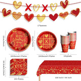 Valentine's Day Party Supplies Tableware Set Red Heart Love Paper