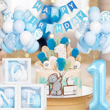First Birthday Decorations for Boy, 40 Inch Blue Number 1 Balloons,