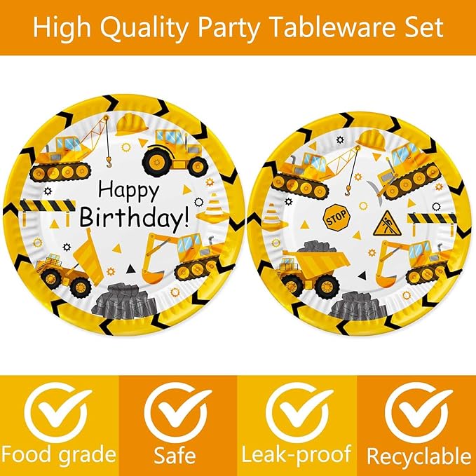 118 Pcs Construction Birthday Party Decorations Dump Truck Paper
