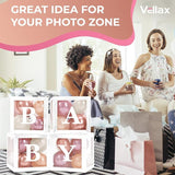Baby Shower Boxes with Letters White Boxes with Rose Gold Dusty Pink