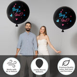 Gender Reveal Balloon Kit 2pcs 36 Jumbo Black Baby Boy or Girl