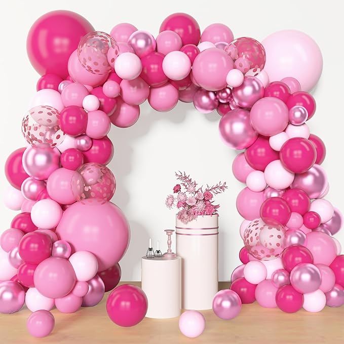 Amandir 153 Pcs Pink Balloon Arch Garland Kit, Different Sizes 18 12