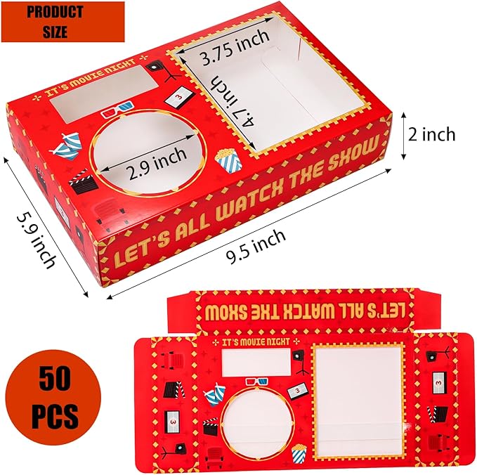 50Pcs Movie Night Snack Trays Hold Popcorn Candy Food Drink