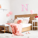 Qunclay Pink Crystal Diamond Letter Wall Decor, Glitter Wooden Bling