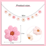 Boho Crochet Daisy Garland - Pink and Beige Yarn Floral Banner for
